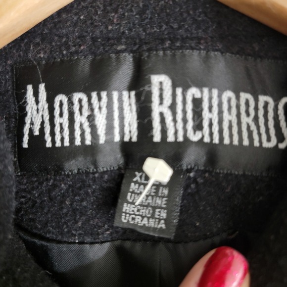 MARVIN RICHARDS Womens Black Wool Cashmere Blend Button Front Short Coat L - Picture 4 of 16